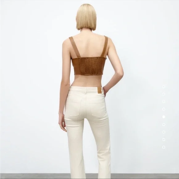 Zara Faux Leather Cut Out Top - Picture 2 of 3